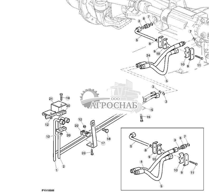 МАСЛОПРОВОДЫ РУЛЕВОГО УПРАВЛЕНИЯ (С ПЕРЕДНИМ МОСТОМ MFWD) 